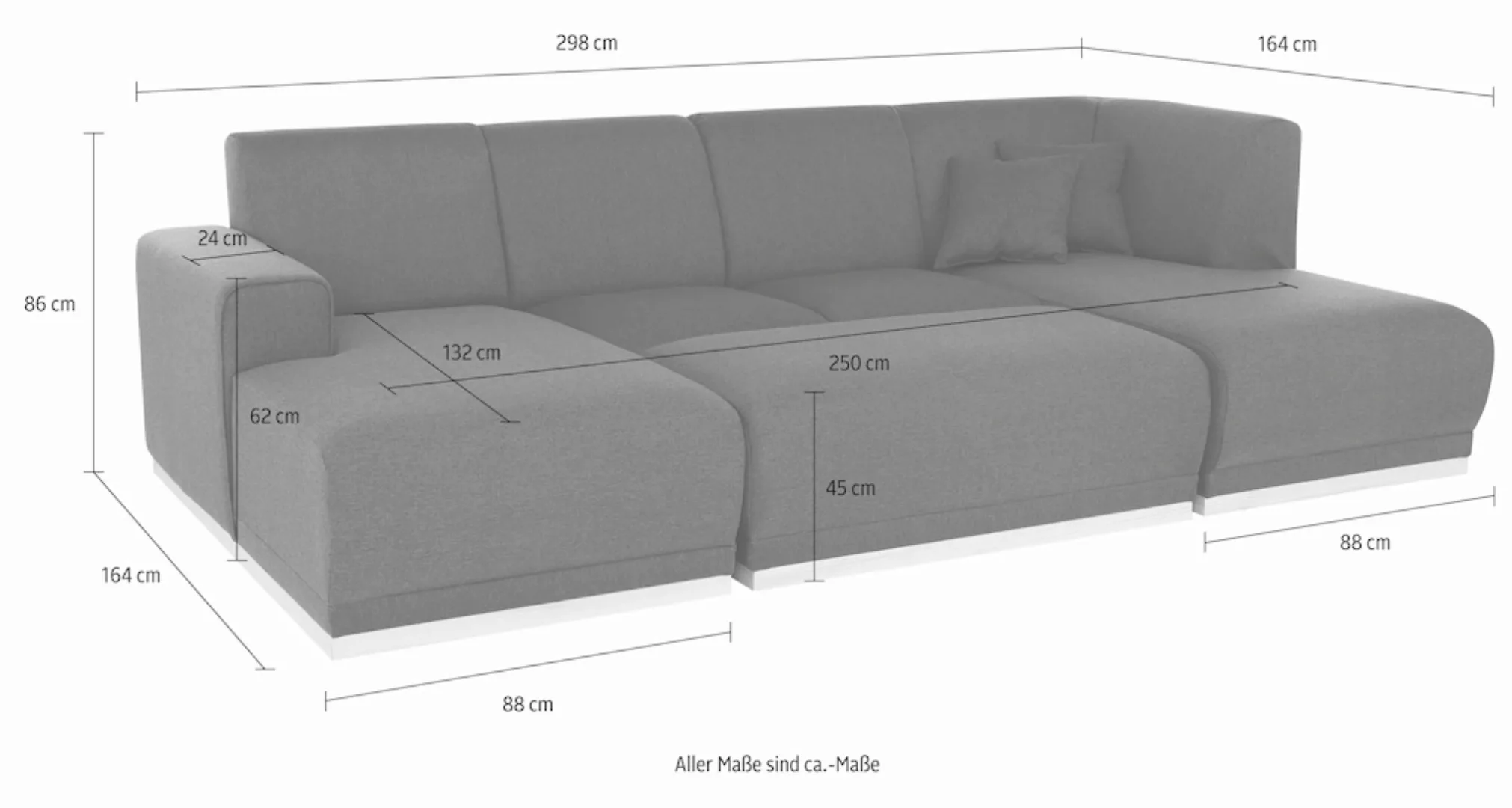 Home affaire Wohnlandschaft "Seeland U-Form", mit sichtbarem Holzrahmen an günstig online kaufen