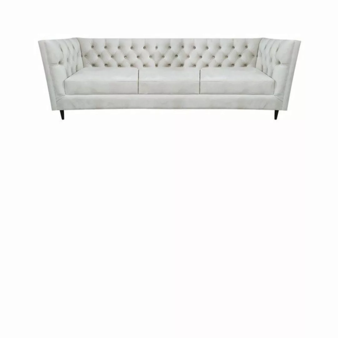 JVmoebel Chesterfield-Sofa Design Komplett Weiß Möbel Wohnzimmer Set 3tlg L günstig online kaufen