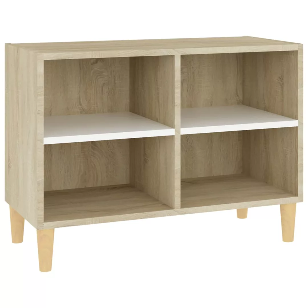 Tv-schrank Mit Massivholz-beinen Weiß Sonoma-eiche 69,5x30x50cm günstig online kaufen