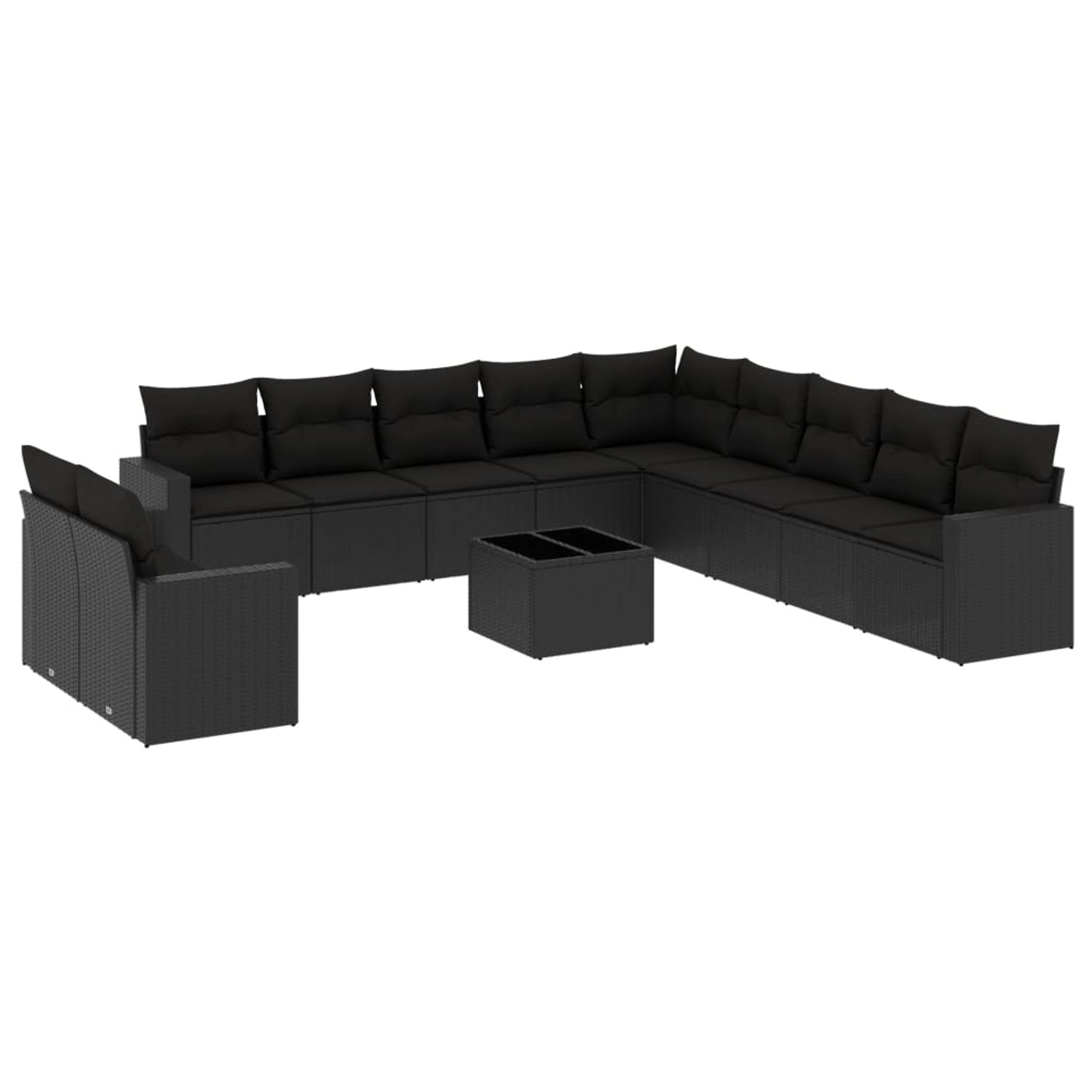 vidaXL 12-tlg Garten-Sofagarnitur mit Kissen Schwarz Poly Rattan Modell 9 günstig online kaufen