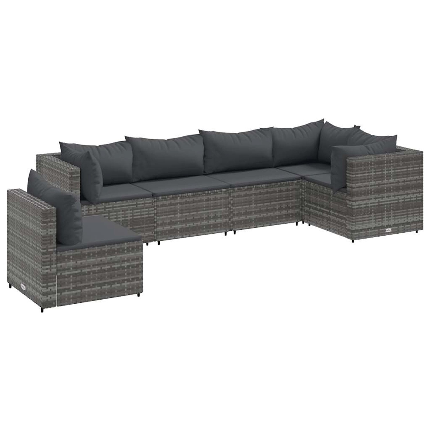 vidaXL 6-tlg Garten-Lounge-Set mit Kissen Grau Poly Rattan Modell 74 günstig online kaufen