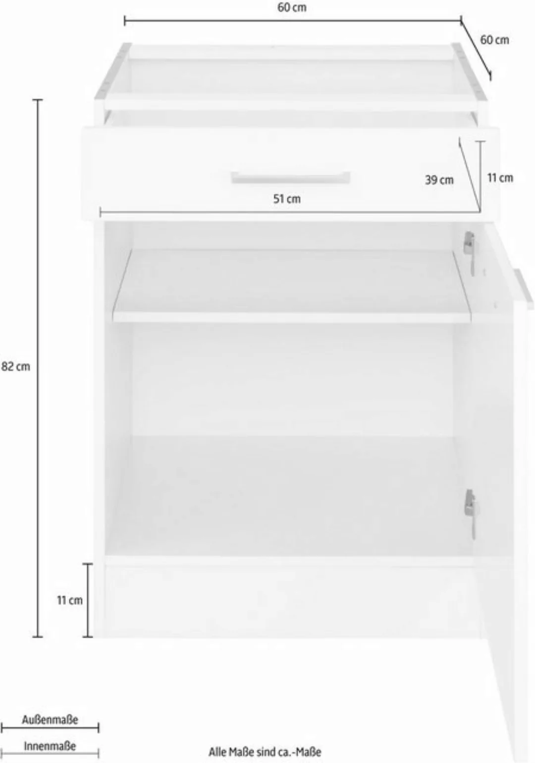 KOCHSTATION Unterschrank KS-Visby Breite 60 cm günstig online kaufen