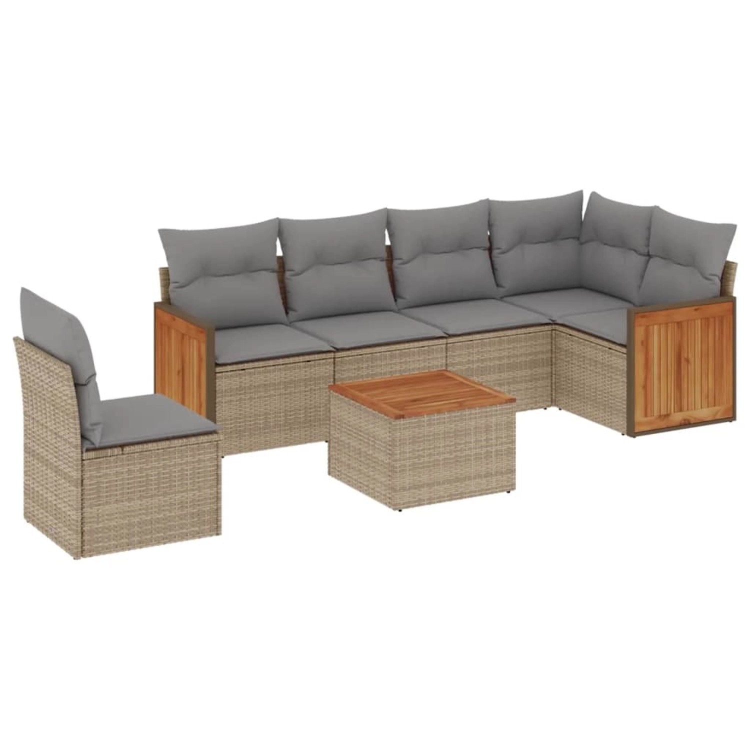 vidaXL 7-Tlg Garten-Sofagarnitur mit Kissen Beige Poly Rattan 3260106 günstig online kaufen