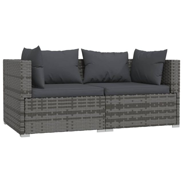 Vidaxl 2-sitzer-sofa Mit Kissen Grau Poly Rattan günstig online kaufen