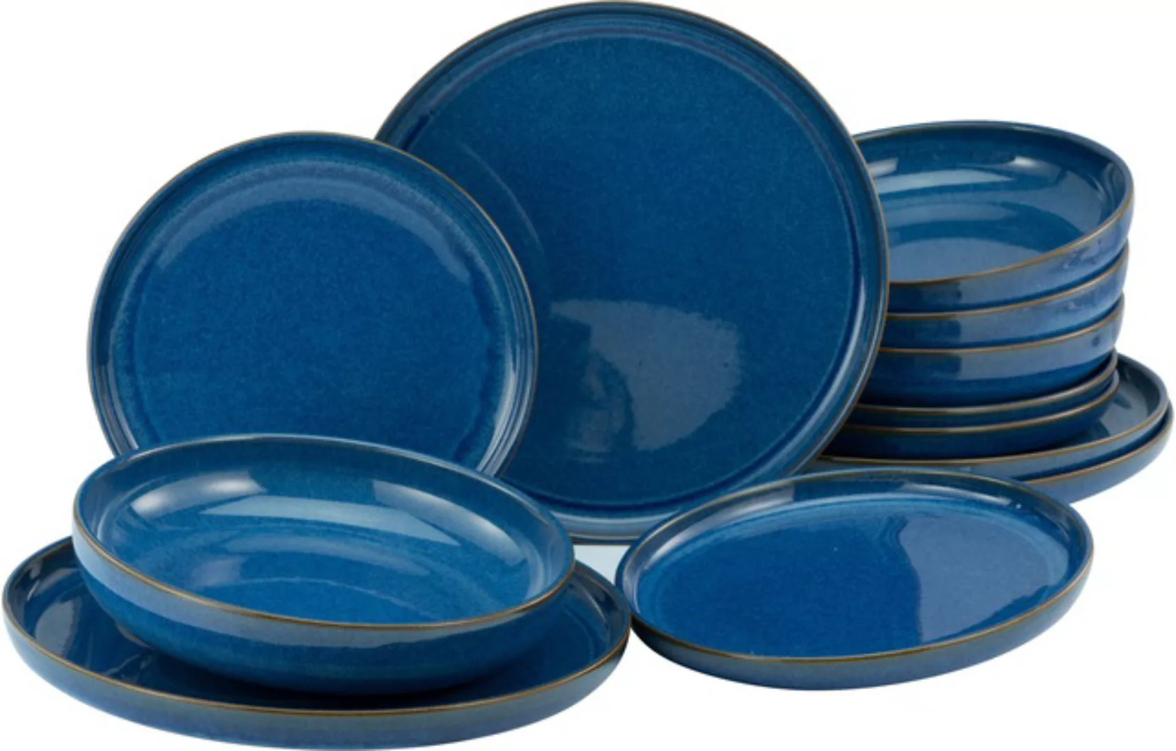 CreaTable Tafelservice uno ATLANTICO blau Steinzeug 12 tlg. günstig online kaufen