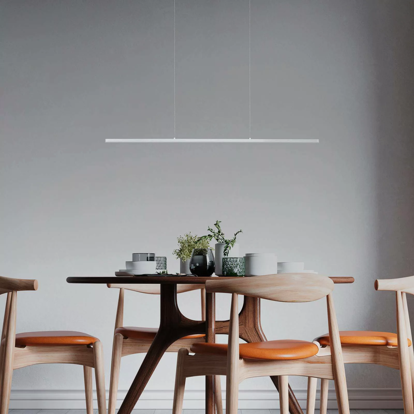 Quitani LED-Pendelleuchte Margita, Länge 88 cm, silber günstig online kaufen