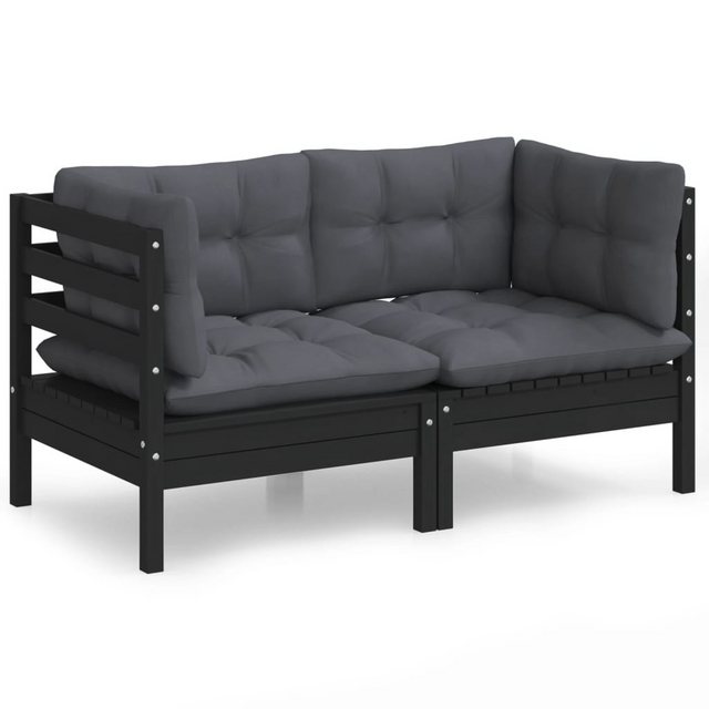 vidaXL Sofa, 2-Sitzer-Gartensofa mit Anthrazit Kissen Massivholz Kiefer günstig online kaufen