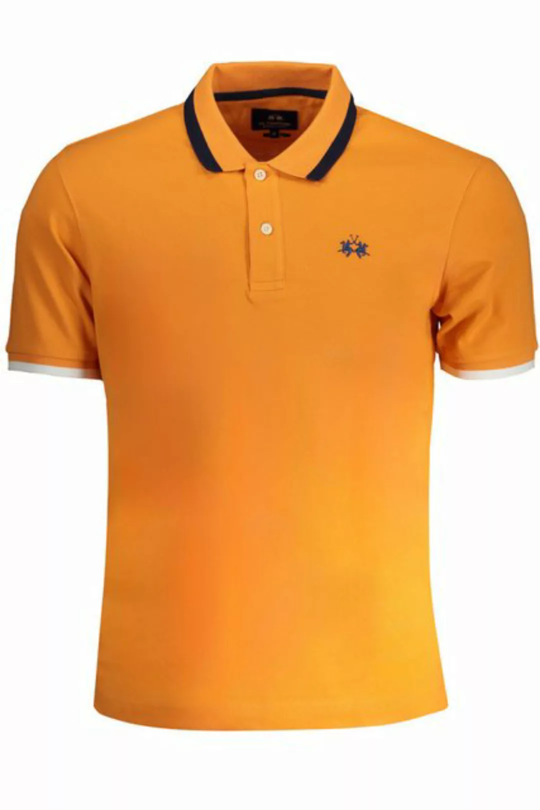 La Martina Poloshirt Herren Slim Fit Poloshirt in Orange mit Stickerei günstig online kaufen