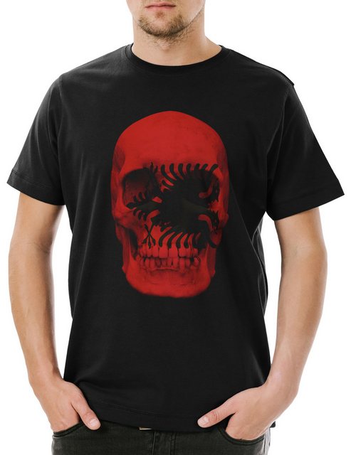 Urban Backwoods Print-Shirt Classic Albania Skull Flag Herren T-Shirt Toten günstig online kaufen