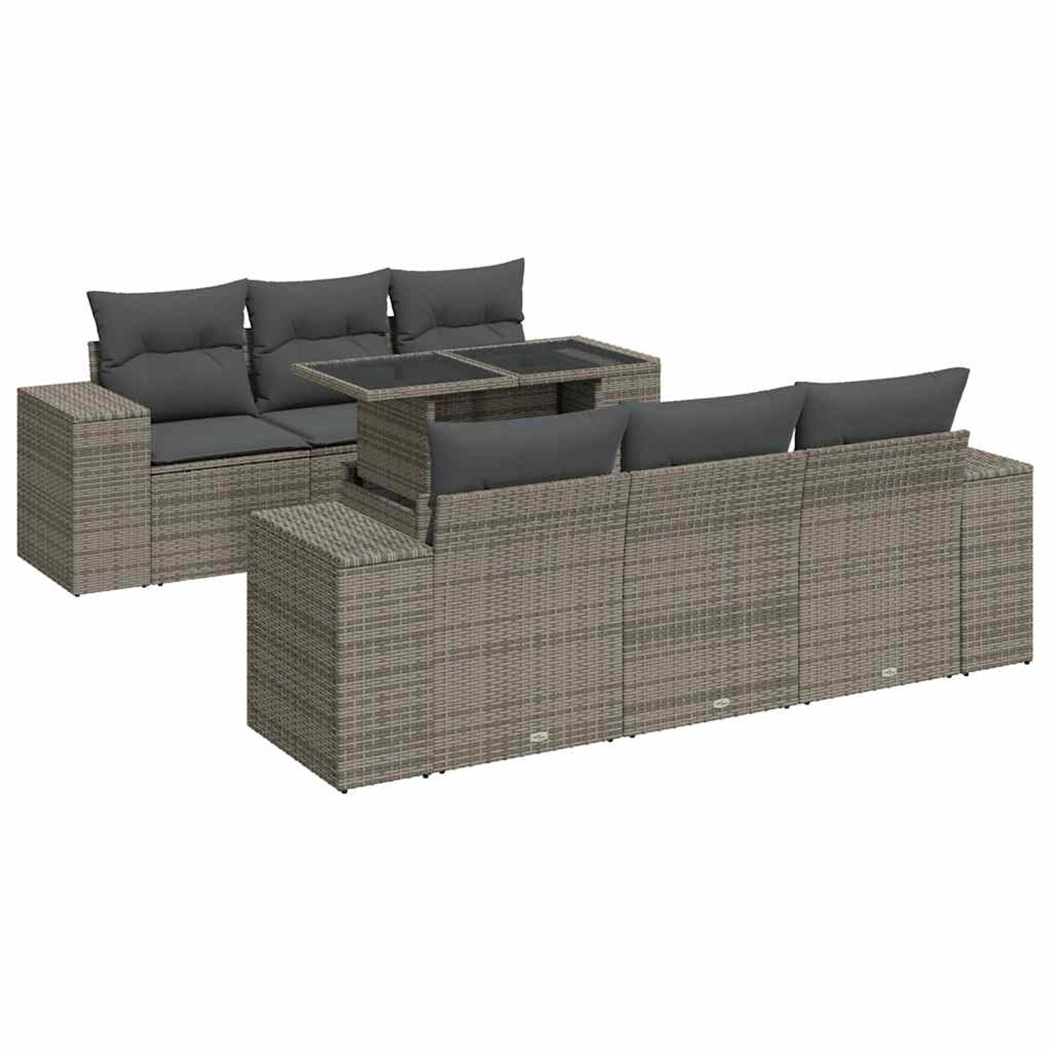 vidaXL 7-Tlg Garten-Sofagarnitur mit Kissen Grau Poly Rattan 3326741 günstig online kaufen