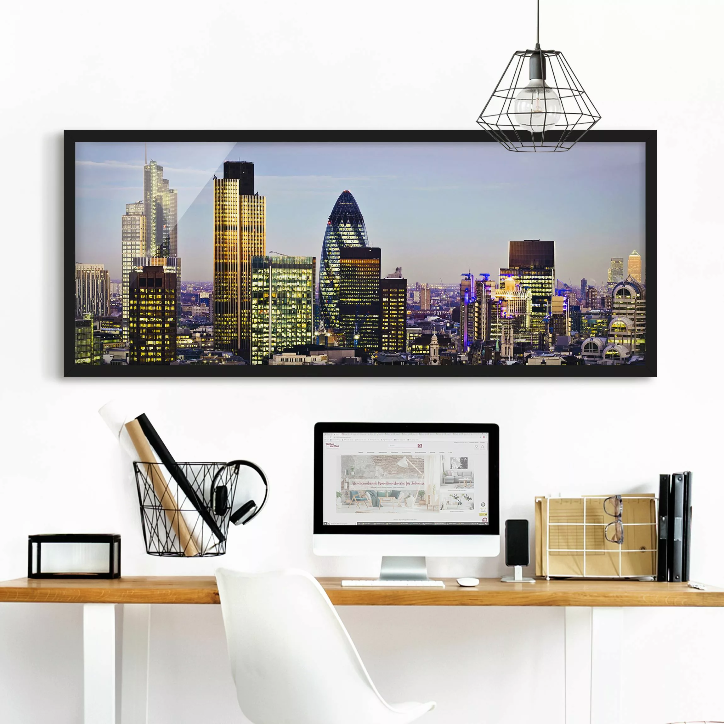 Bild mit Rahmen Architektur & Skyline - Panorama London City günstig online kaufen