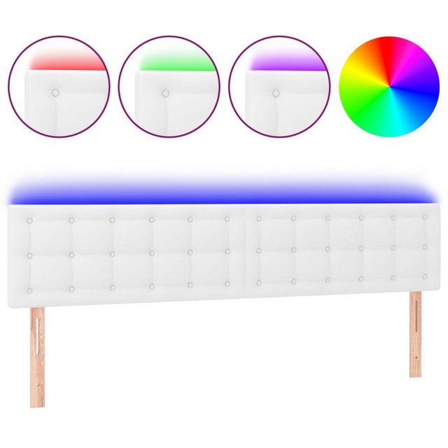 vidaXL Bett, LED Kopfteil Weiß 200x5x78/88 cm Kunstleder günstig online kaufen