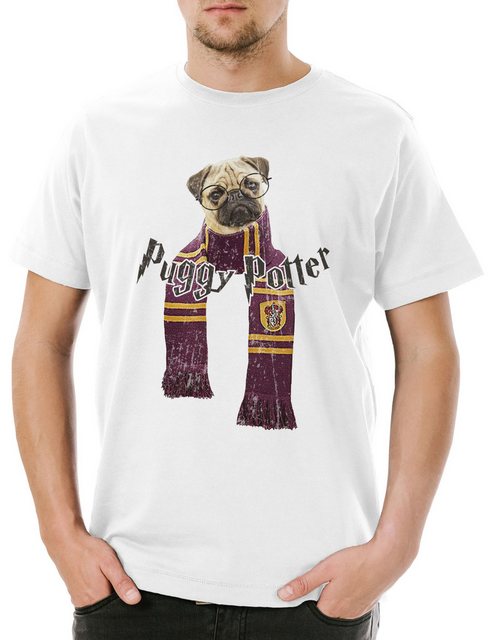 Urban Backwoods Print-Shirt Puggy Potter Herren T-Shirt Glasses Mops Möpse günstig online kaufen