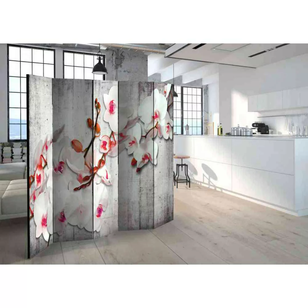 Raumteiler Paravent mit Orchideen Motiv 225 cm breit günstig online kaufen
