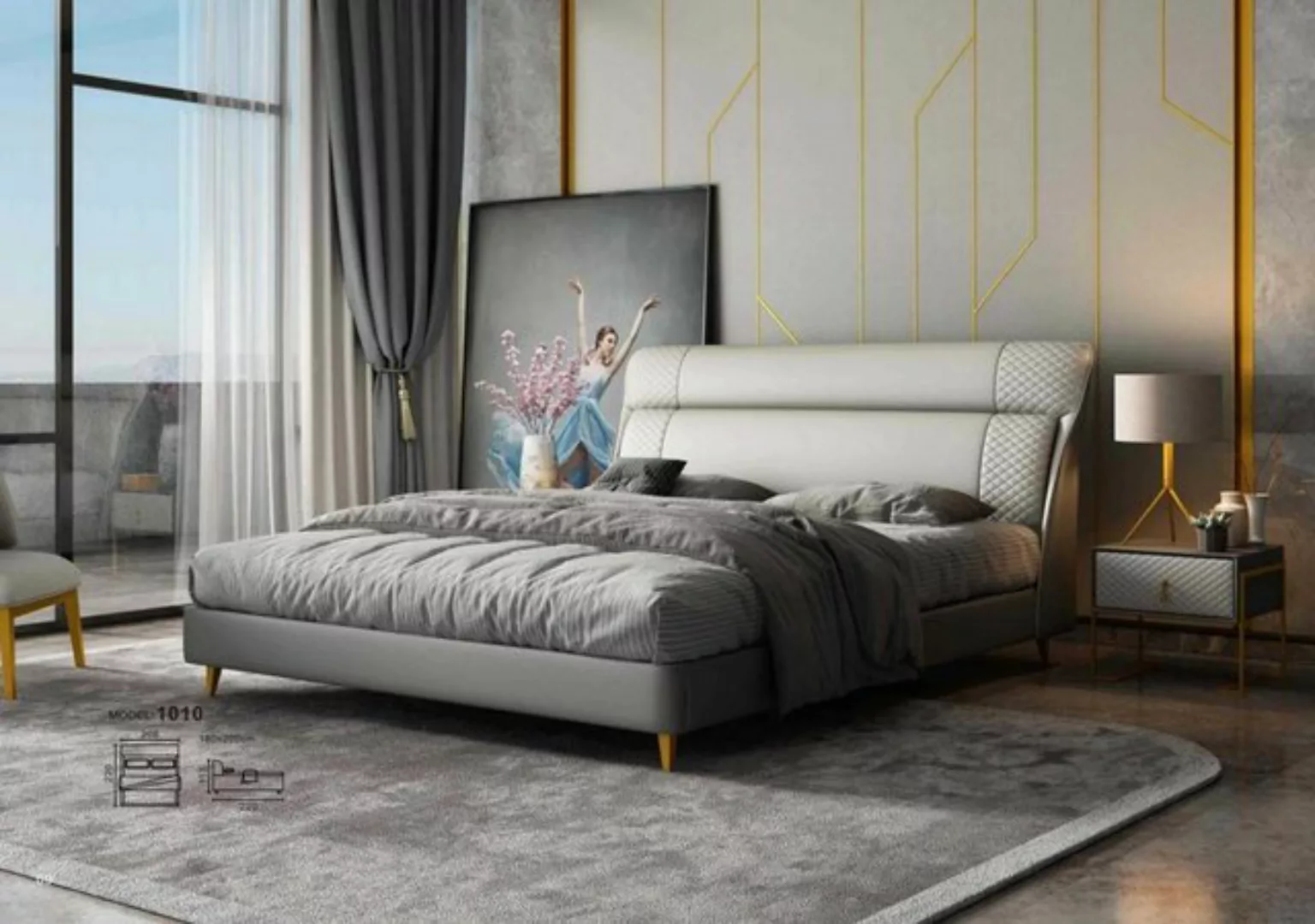 JVmoebel Bett, Design Leder Bett Luxus Polster Betten Doppel Modernes Ehe 1 günstig online kaufen