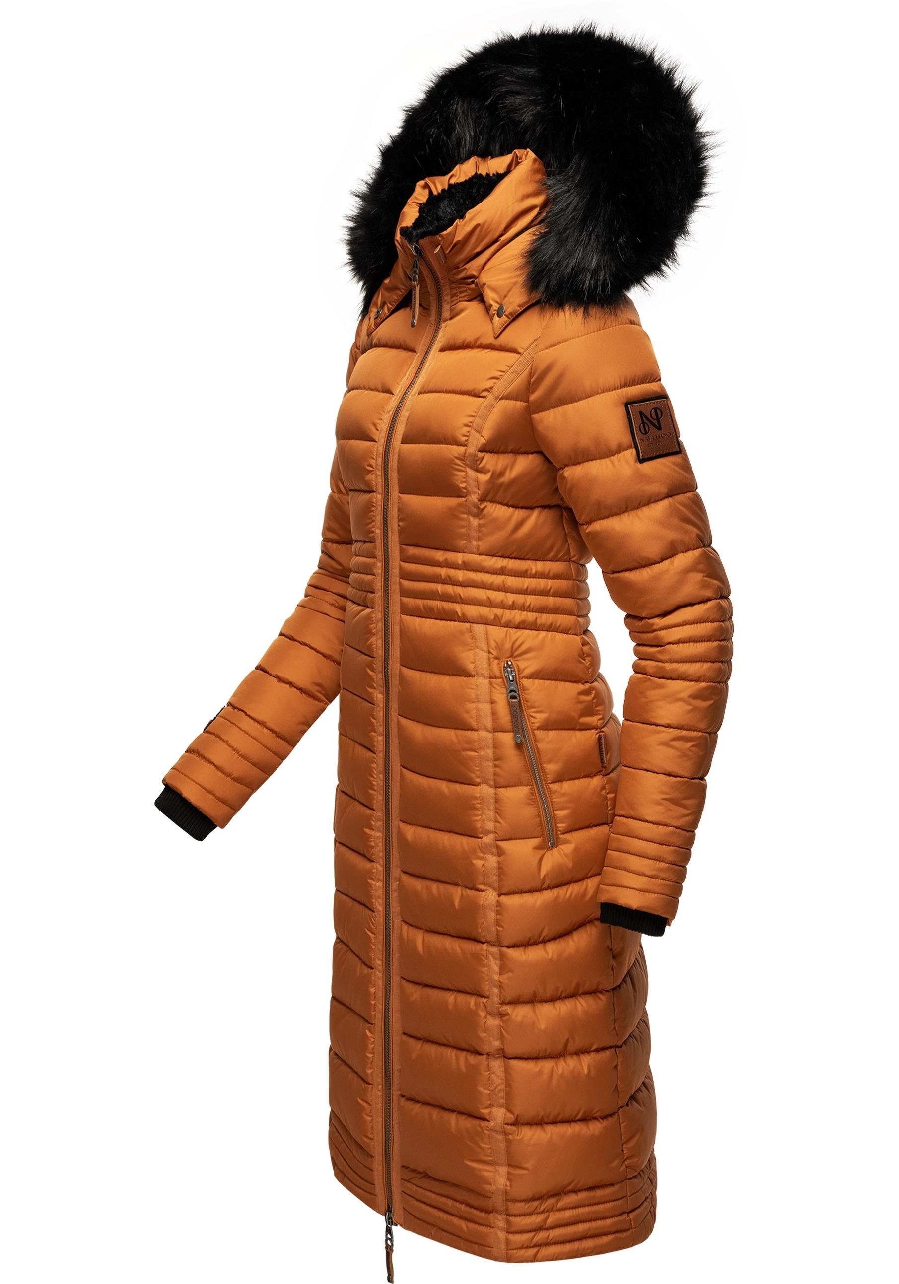 Navahoo Wintermantel "Umay", langer Damen Winter Steppmantel mit Kunstfellk günstig online kaufen