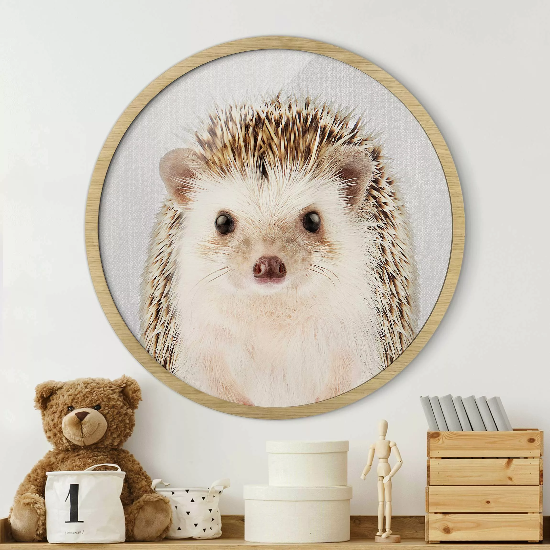 Rundes Gerahmtes Bild Igel Ingolf günstig online kaufen