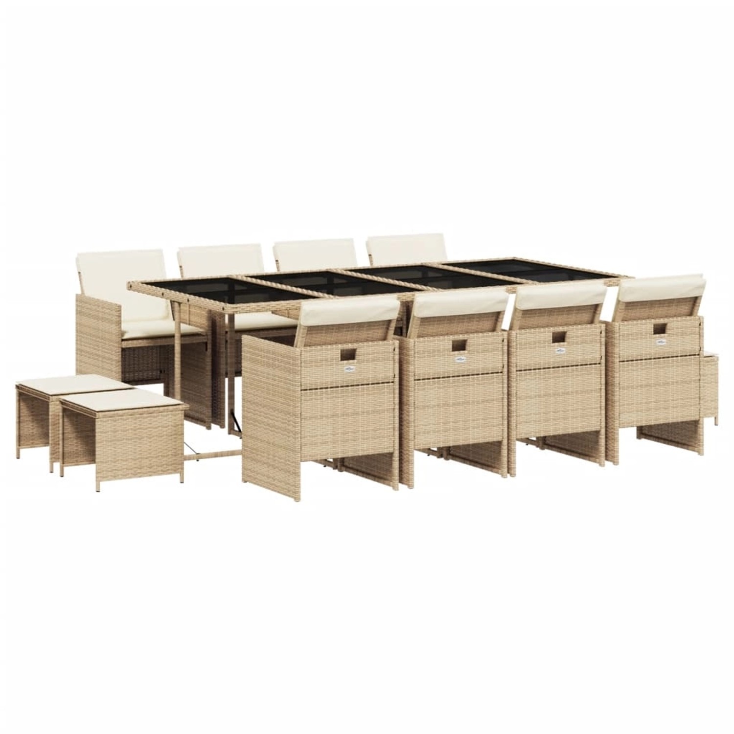 vidaXL 13-tlg Garten-Essgruppe mit Kissen Beige Poly Rattan Modell 19 günstig online kaufen