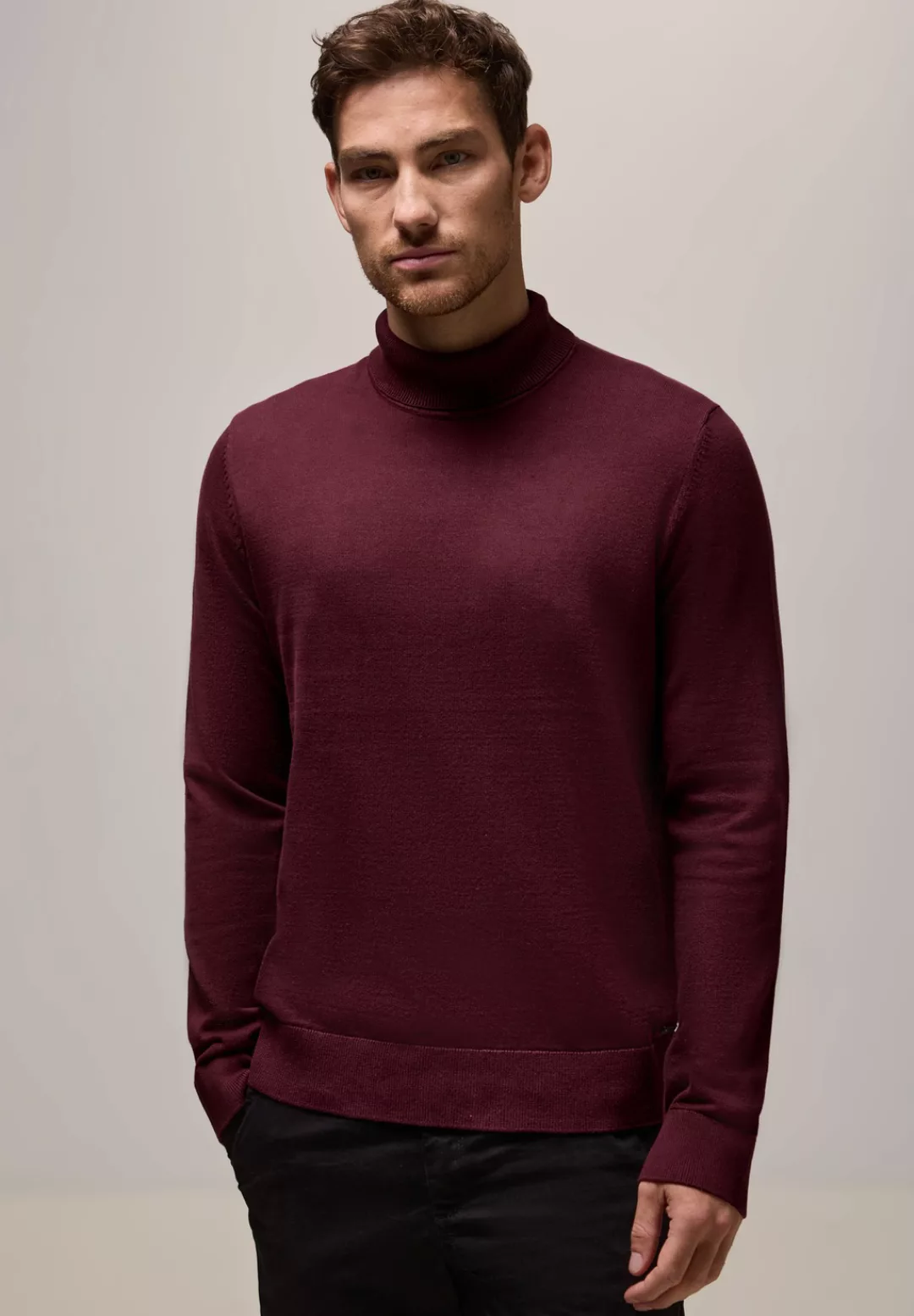 STREET ONE MEN Rollkragenpullover, aus reiner Baumwolle günstig online kaufen