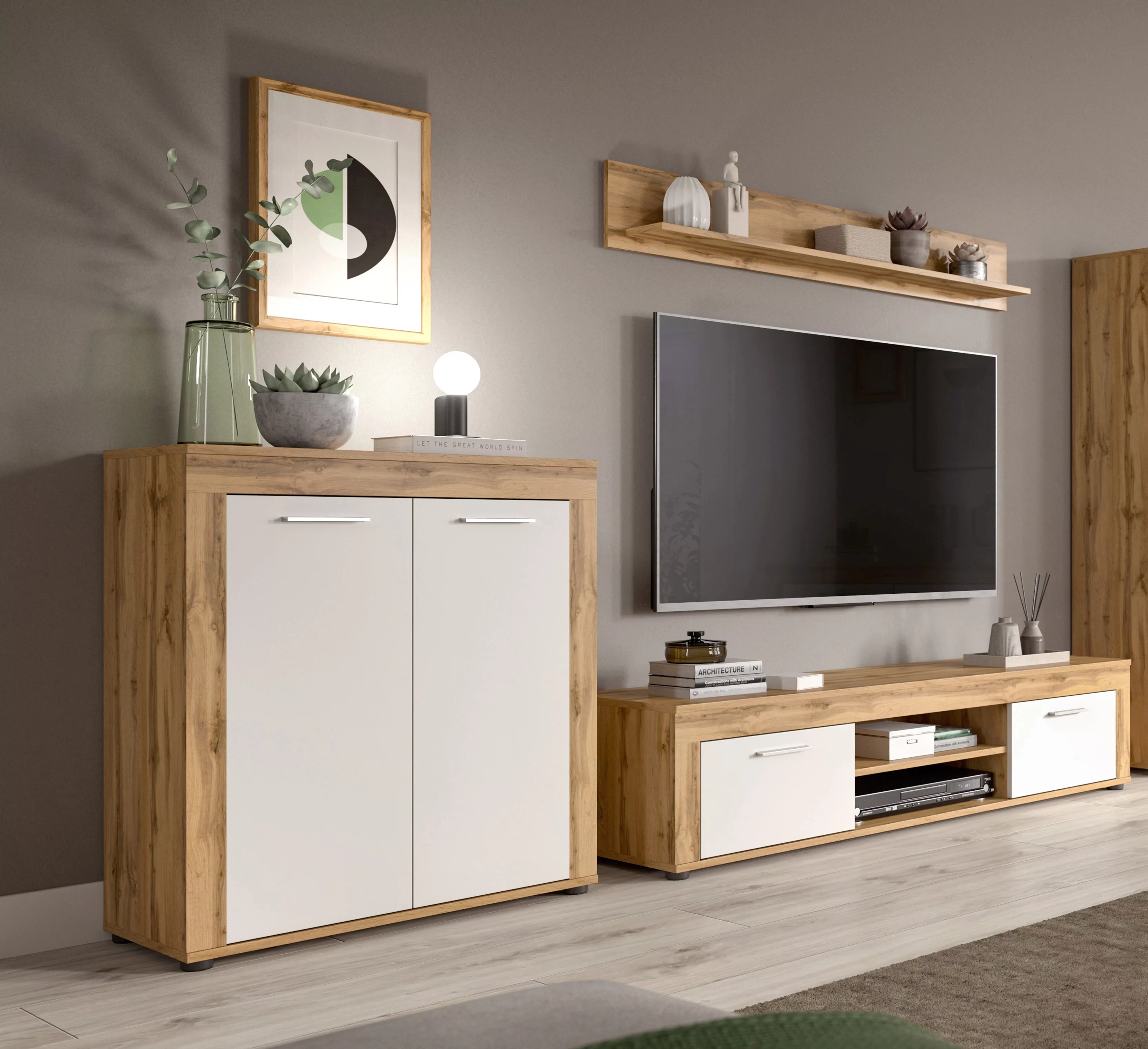 INOSIGN Wohnzimmer-Set "Aosta, Breite 255cm, bestehend aus Highboard, Lowbo günstig online kaufen