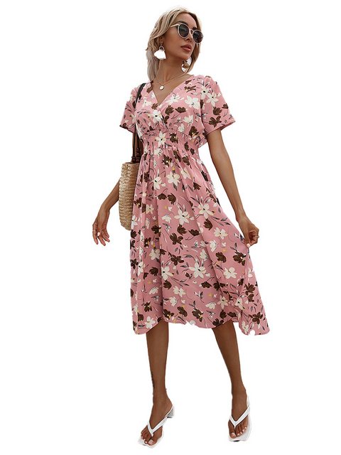 KIKI Sommerkleid Sommerkleider mit Blumenmuster und kurzen Ärmeln günstig online kaufen