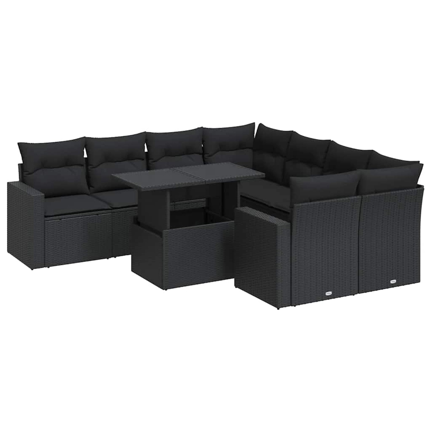 vidaXL 9-Tlg Garten-Sofagarnitur mit Kissen Schwarz Poly Rattan 3326286 günstig online kaufen