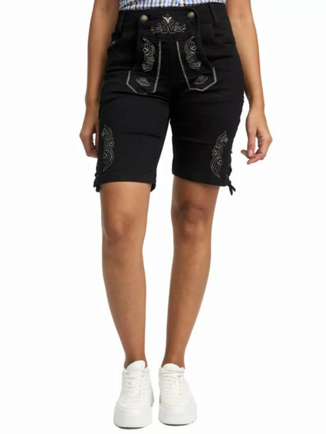 Steigenhöfer Manufaktur Jeansshorts Trachtenhosen Look traditionelle Damen- günstig online kaufen