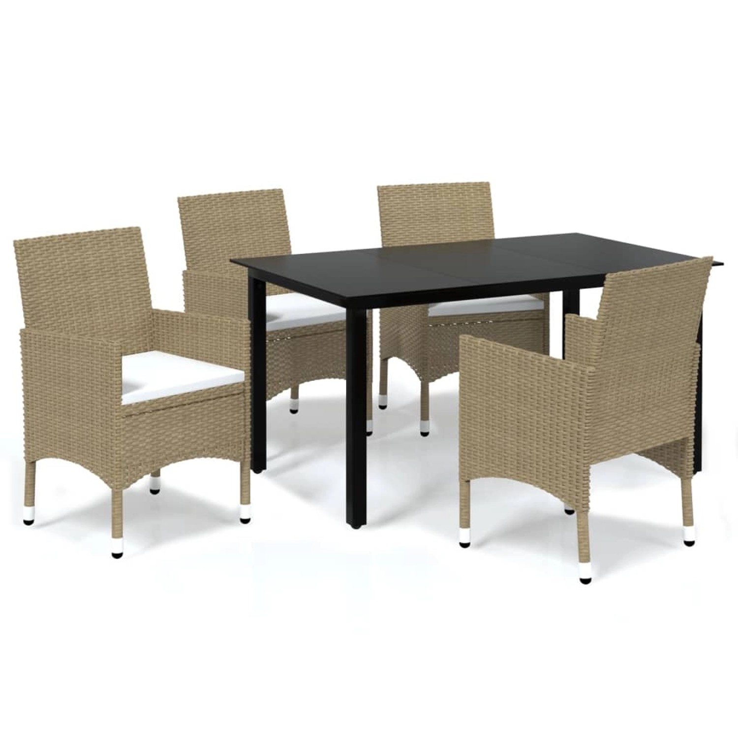 5-tlg. Garten-essgruppe Mit Kissen Poly Rattan Beige günstig online kaufen