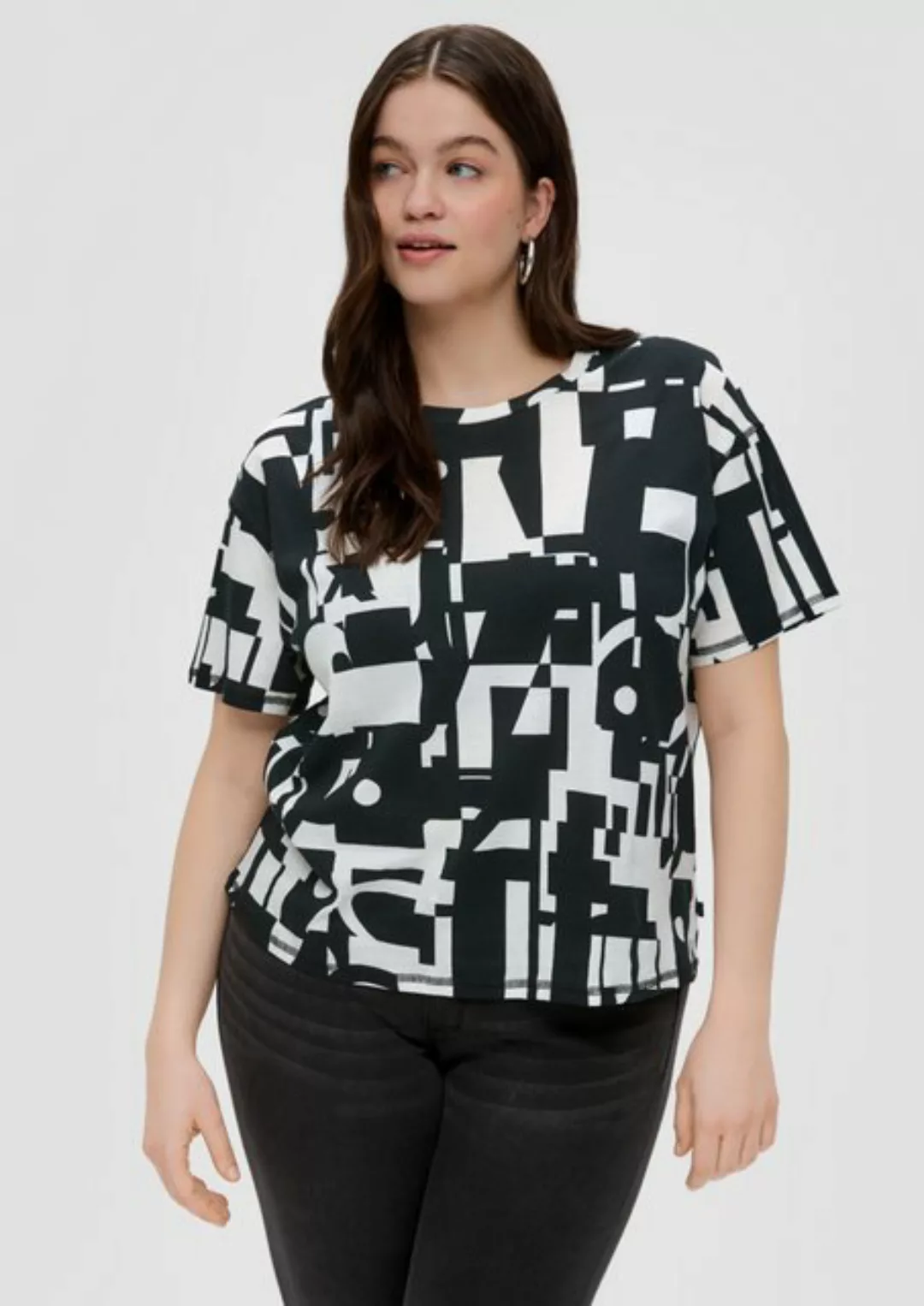 QS Kurzarmshirt T-Shirt mit All-over-Print günstig online kaufen