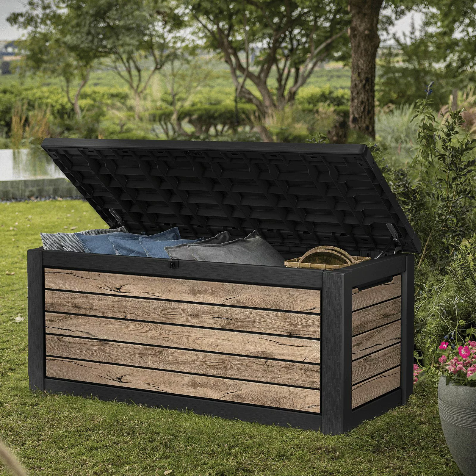 Keter Gartenbox "NORTHWOOD" 623L 157x72x69cm Deckel günstig online kaufen