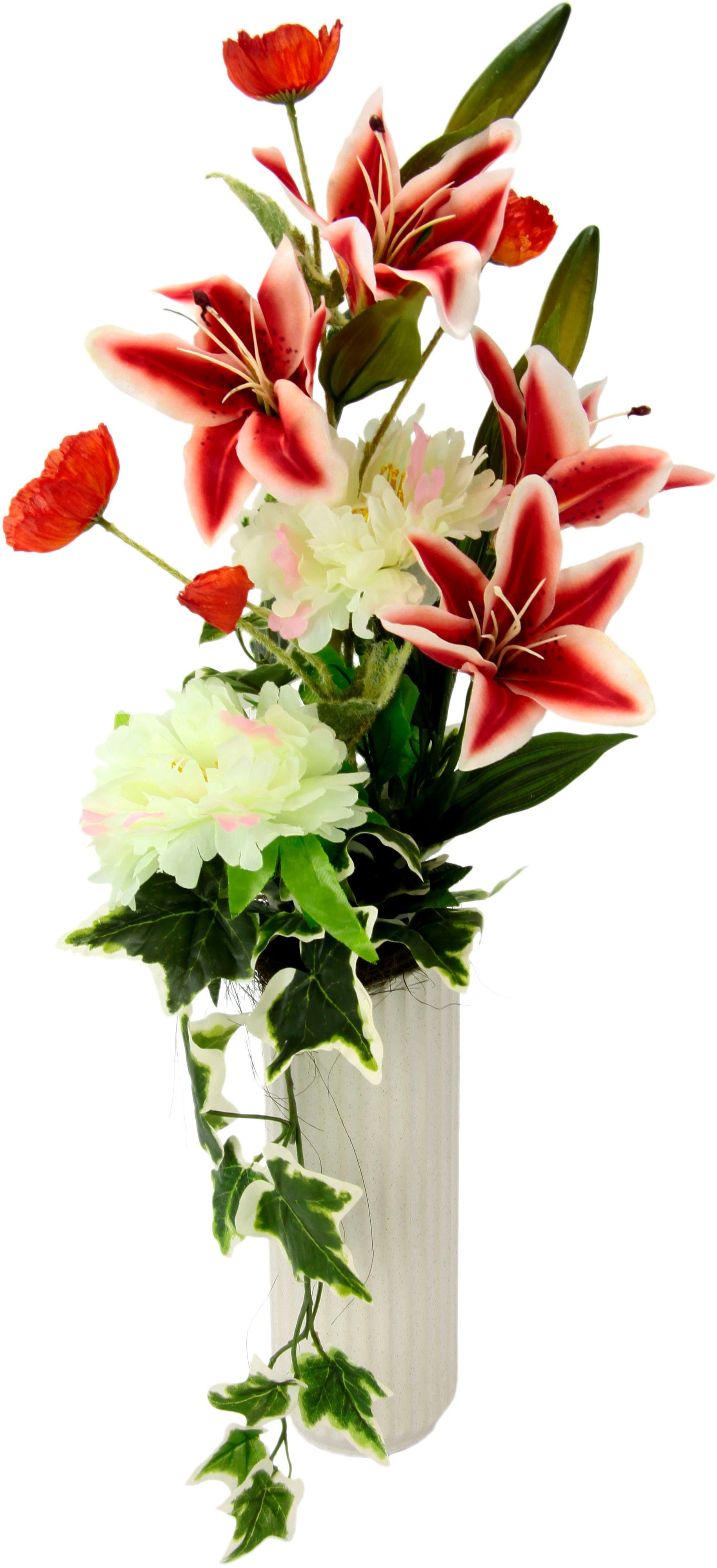 I.GE.A. Kunstblume »Arrangement Lilie/Pfingstrose«, Vase aus Keramik günstig online kaufen