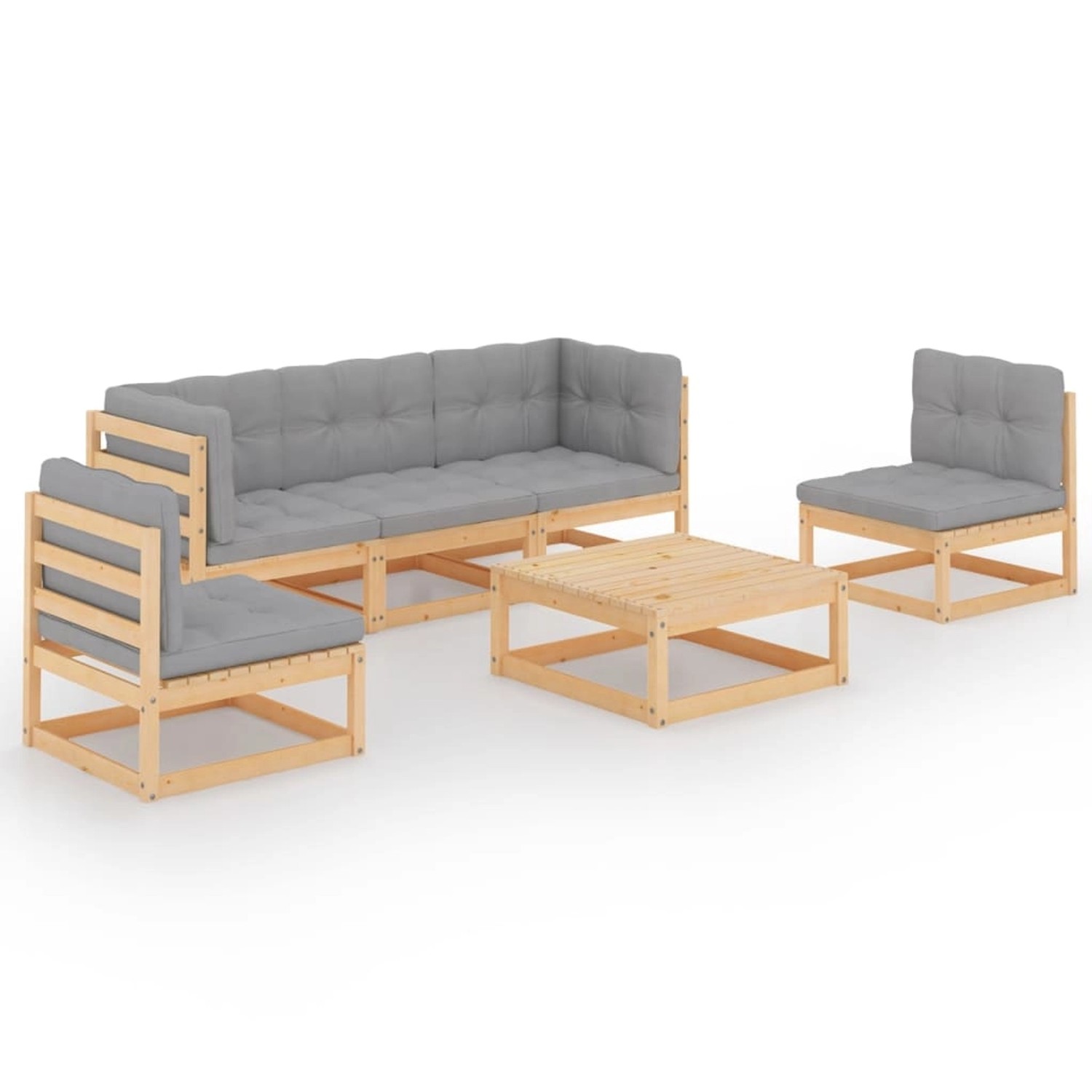 6-tlg. Garten-lounge-set Mit Kissen Massivholz Kiefer günstig online kaufen