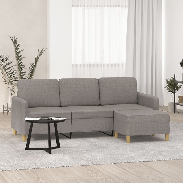 vidaXL Sofa 3-Sitzer-Sofa mit Hocker Taupe 180 cm Stoff günstig online kaufen