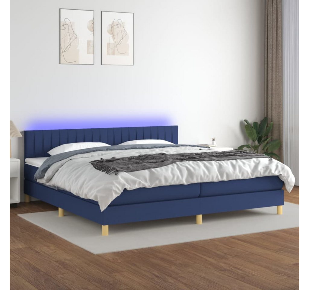 vidaXL Boxspringbett Boxspringbett mit Matratze LED Blau 200x200 cm Stoff B günstig online kaufen