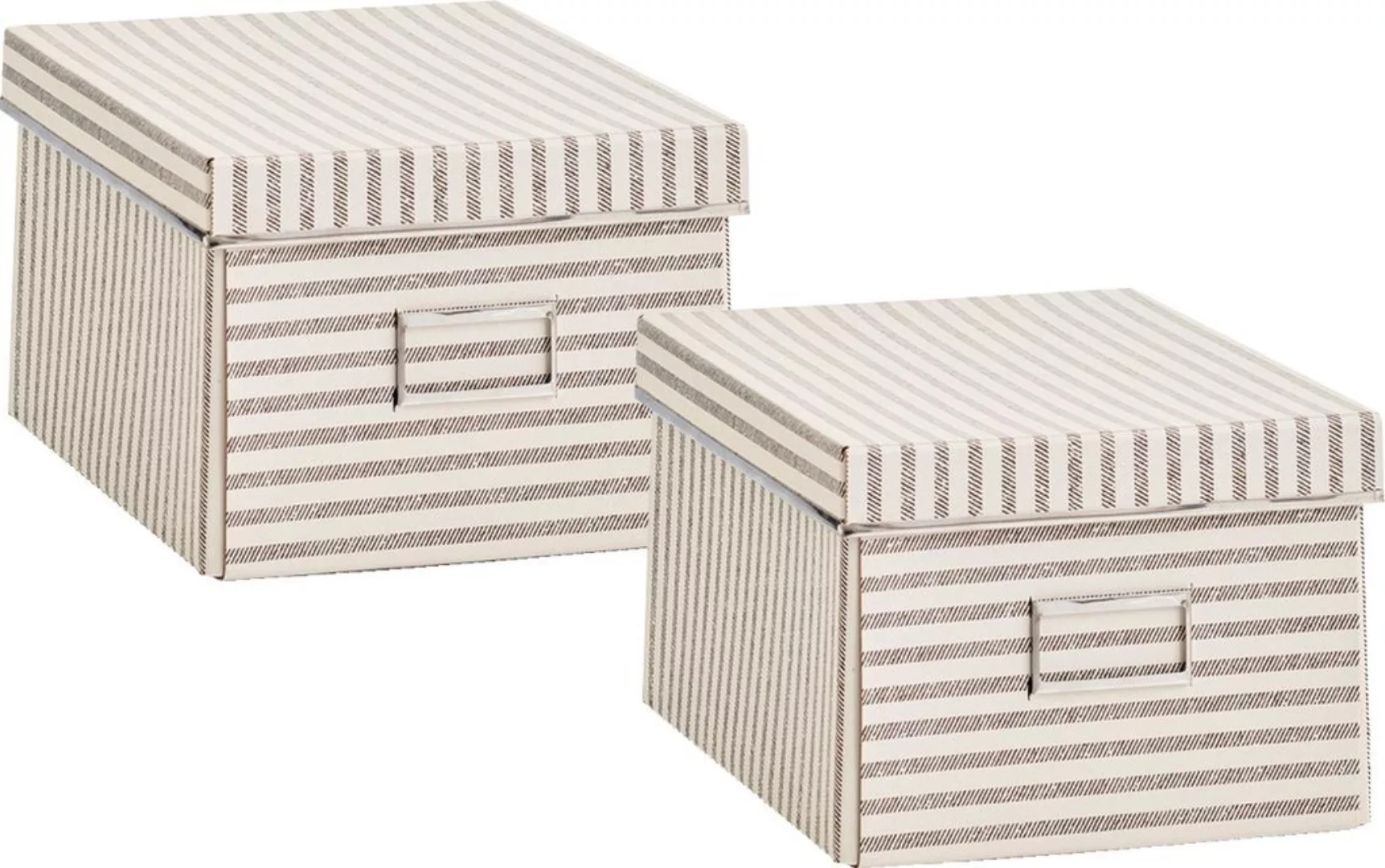 Zeller Present Aufbewahrungsbox "Stripes", Pappe, beige günstig online kaufen