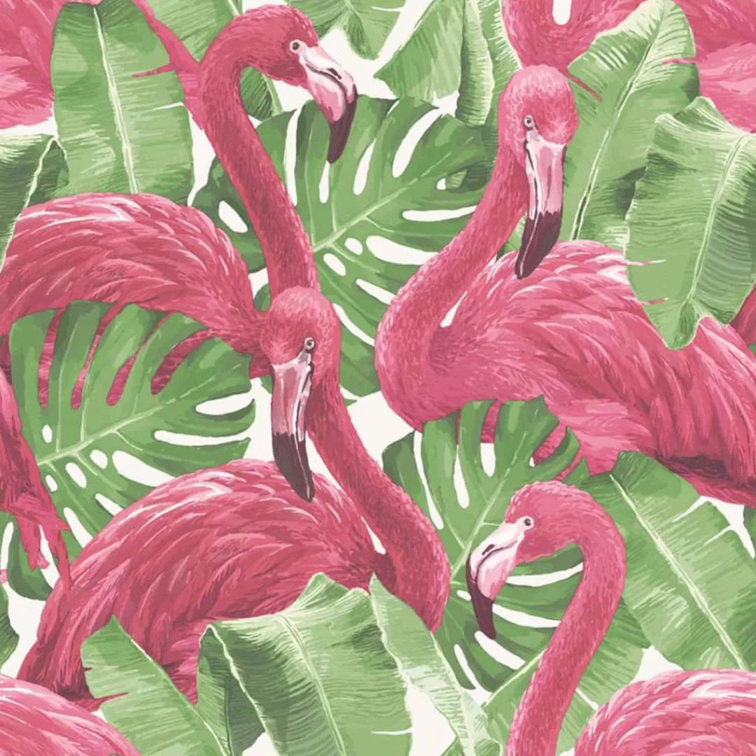 Noordwand Tapete Flamingo And Monstera Rosa günstig online kaufen
