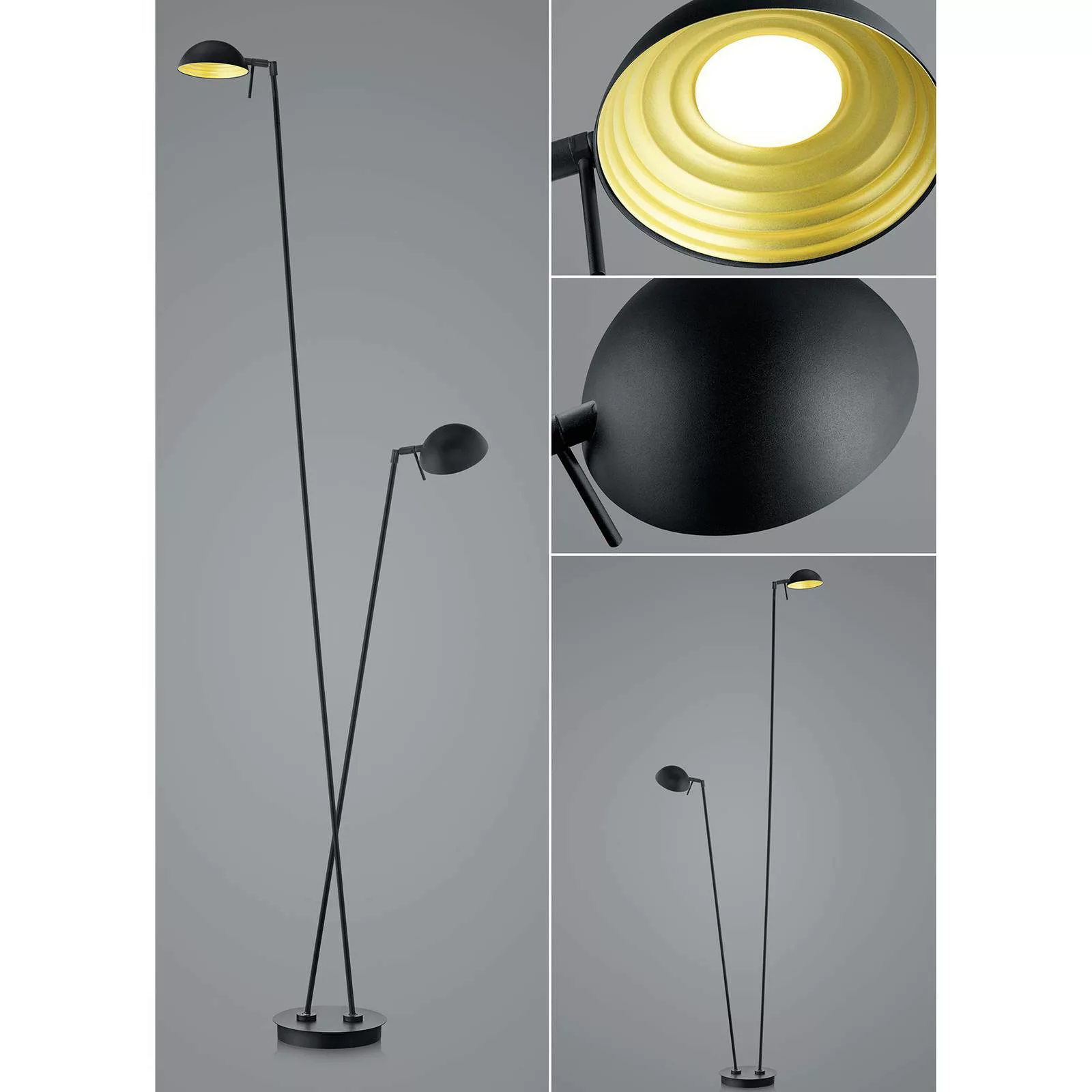 LED-Stehleuchte Samy 2-flammig 180cm schwarz/gold günstig online kaufen