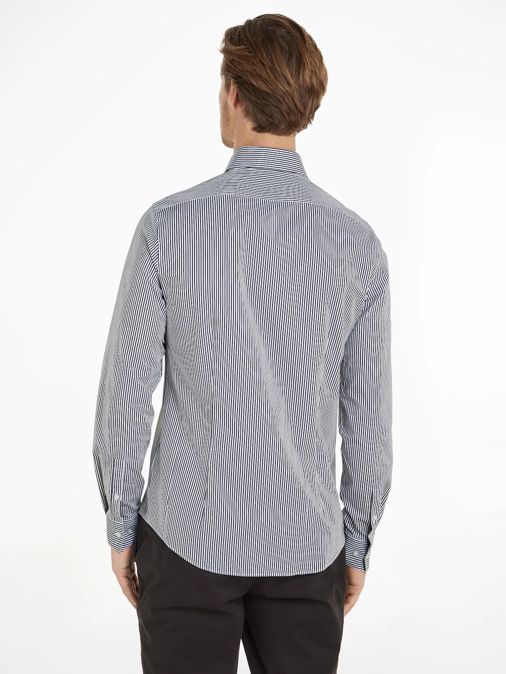 Calvin Klein Langarmhemd "POPLIN STRIPE SLIM SHIRT", mit Logoprägung günstig online kaufen