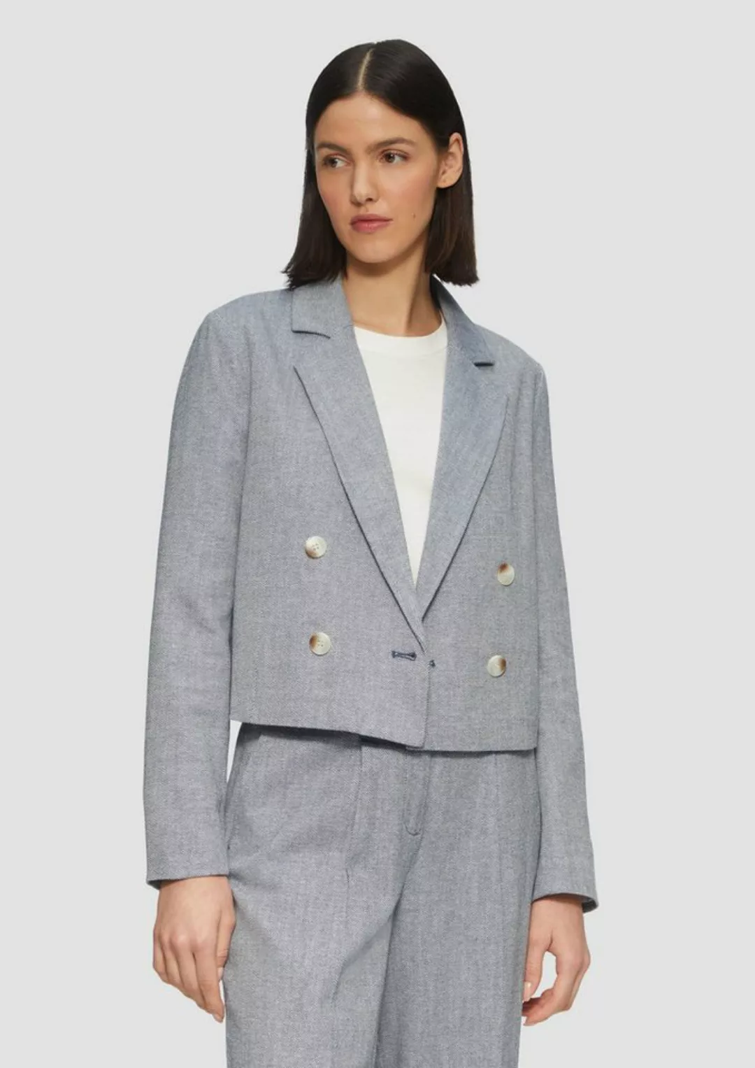 s.Oliver Jackenblazer Kurzer Twill-Blazer aus Baumwollmix günstig online kaufen