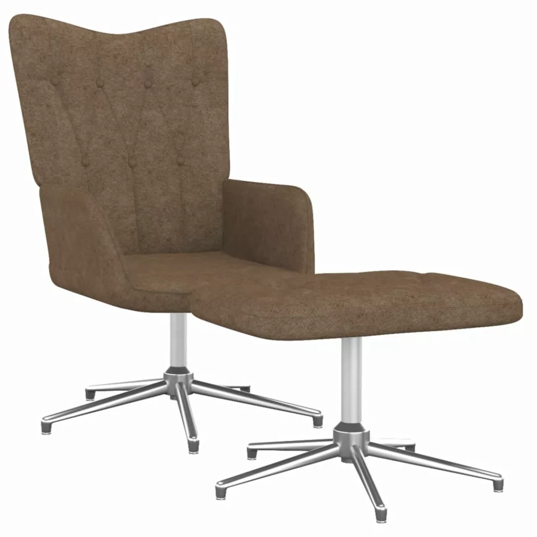 Relaxsessel Mit Hocker Taupe Stoff günstig online kaufen