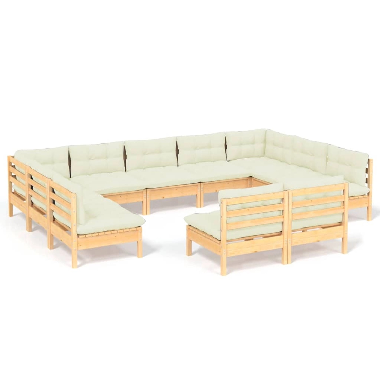 11-tlg. Garten-lounge-set Mit Creme Kissen Massivholz Kiefer günstig online kaufen