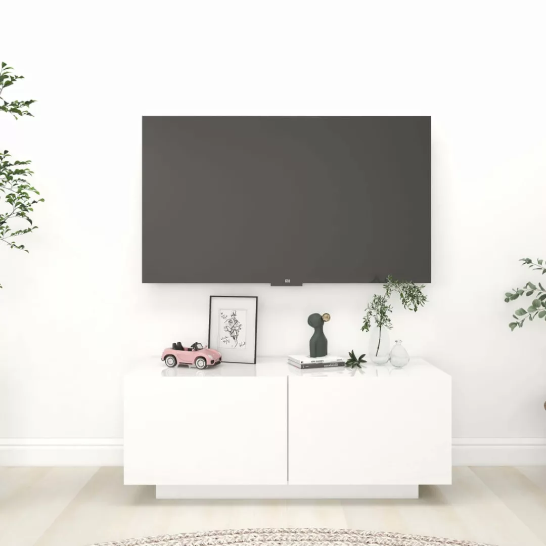 vidaXL TV-Schrank TV-Schrank Hochglanz-Weiß 100x35x40 cm Spanplatte Lowboar günstig online kaufen