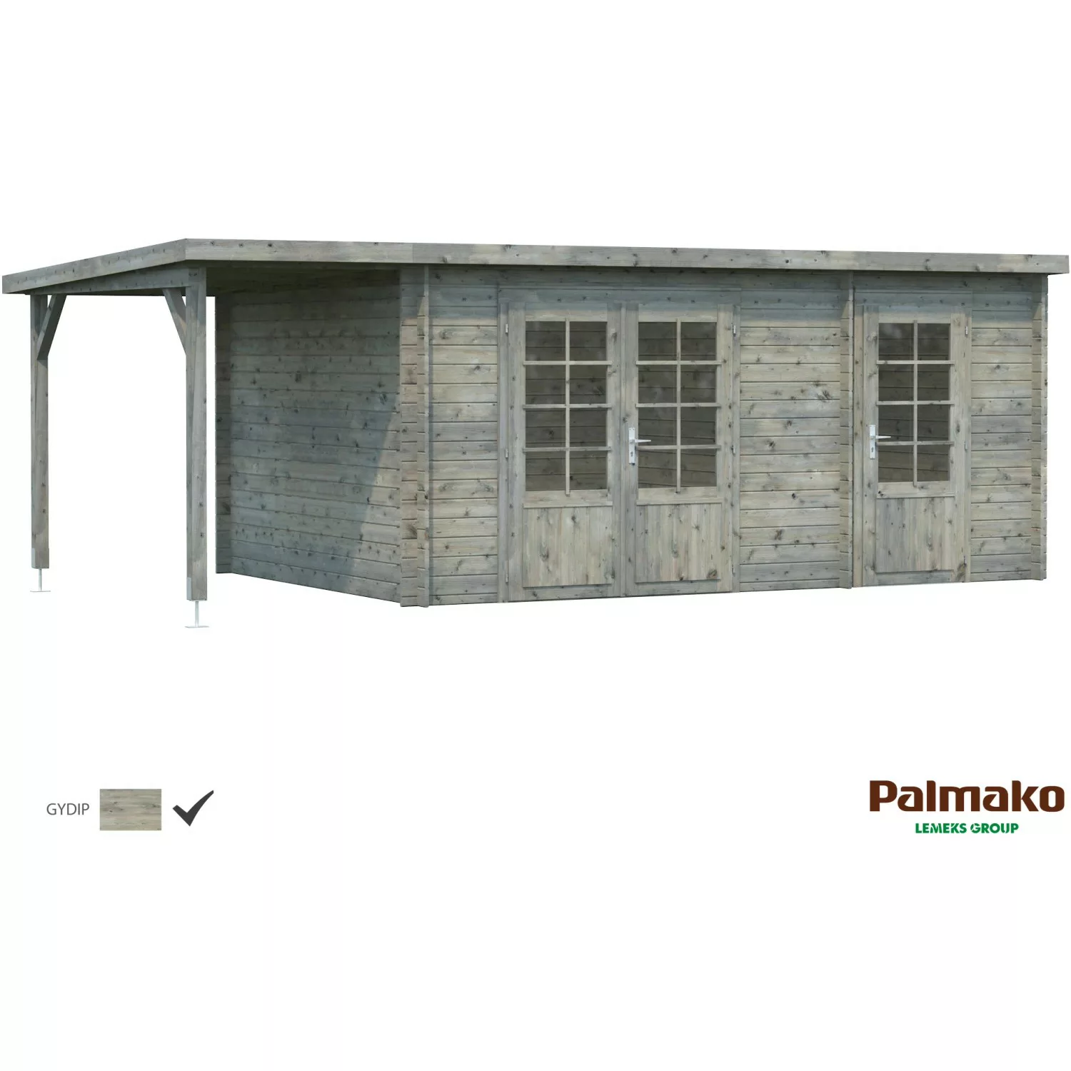 Palmako Ella Holz-Gartenhaus Grau Pultdach Tauchgrundiert 610 cm x 300 cm günstig online kaufen