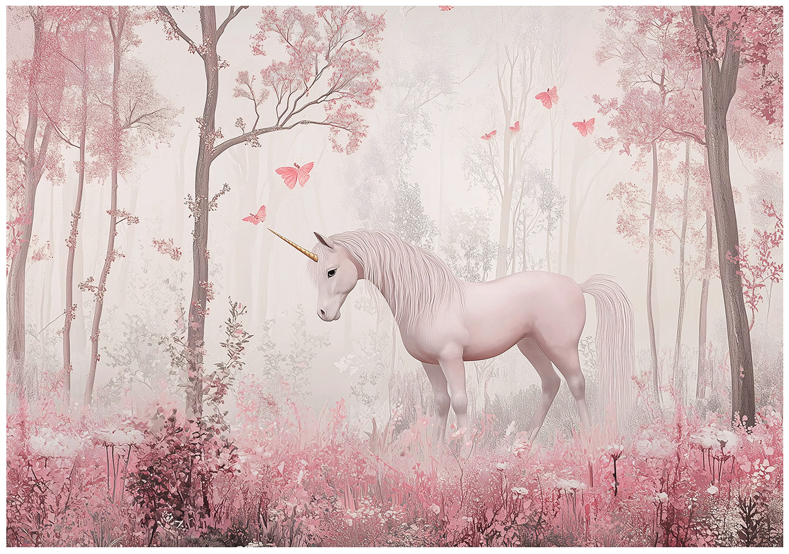 Wallarena Fototapete Kinderzimmer Mädchen Einhorn Rosa günstig online kaufen