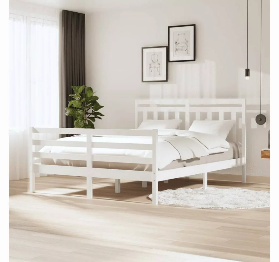 furnicato Bett Massivholzbett Weiß 160x200 cm günstig online kaufen