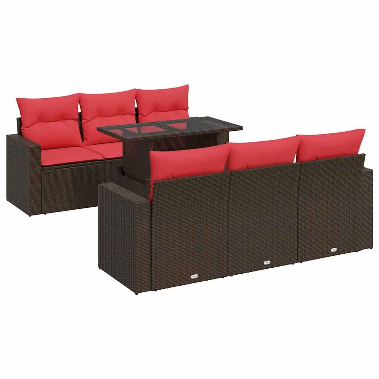 vidaXL 7-Tlg Garten-Sofagarnitur mit Kissen Braun Poly Rattan Akazie 332626 günstig online kaufen