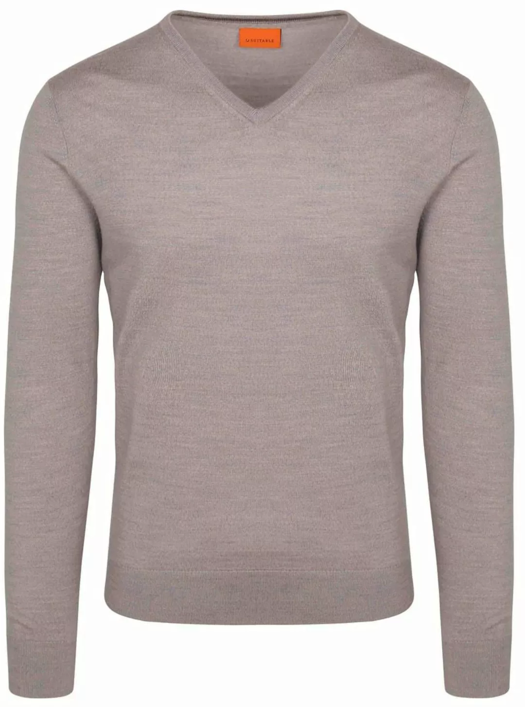 Suitable Merino Pullover V-Ausschnitt Greige - Größe XXL günstig online kaufen