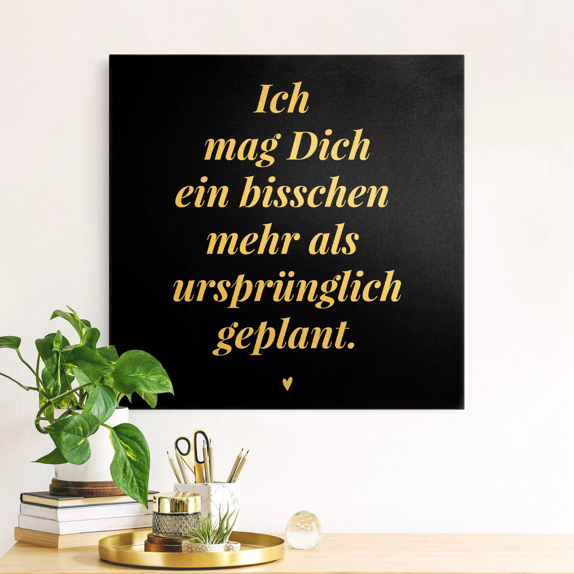 Leinwandbild Gold Ich mag Dich ein bisschen mehr Schwarz günstig online kaufen