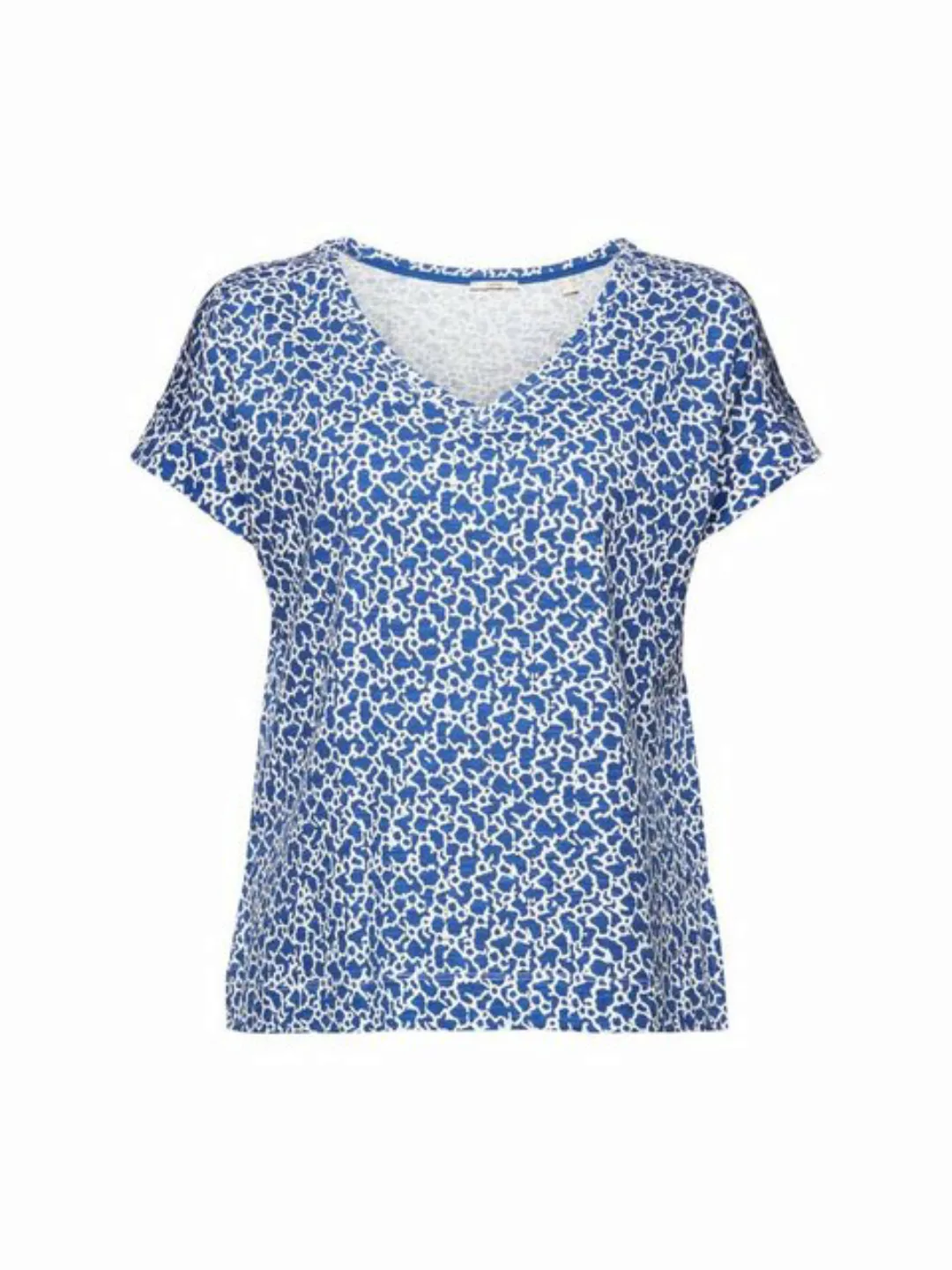 Esprit T-Shirt Baumwoll-TShirt mitV-Ausschnitt und Allover-Muster (1-tlg) günstig online kaufen