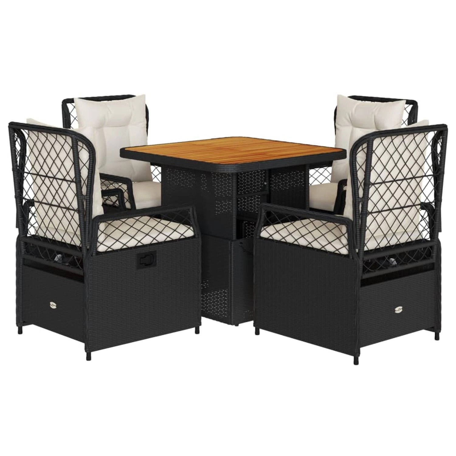 vidaXL 5-Tlg Garten-Essgruppe mit Kissen Schwarz Poly Rattan 3262911 günstig online kaufen
